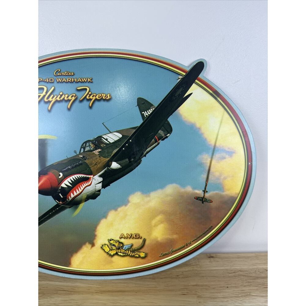 Flying Tiger Oval Plasma Shape Metal Sign 17 x 13” Larry Grossman P-40 Warhawk - Picture 4 of 8